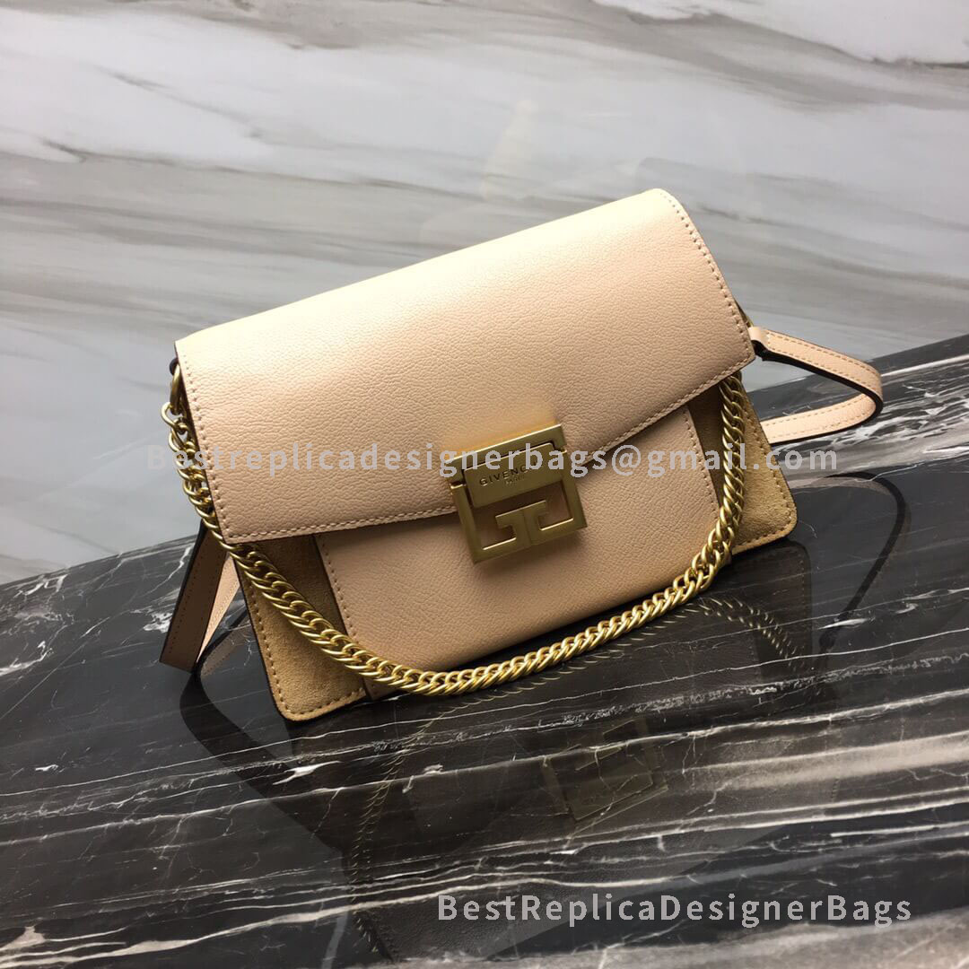 Givenchy Small GV3 Bag In Nude And Khaki Goatskin And Suede GHW 29999-1